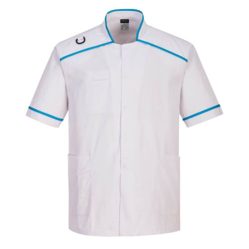 Portwest Men's Medical Tunic White/Aqua White/Aqua